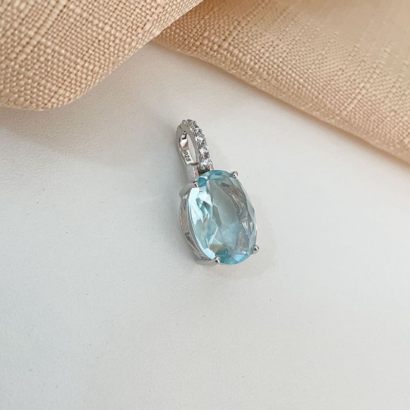 Pingente Prata Pedra 12x16mm