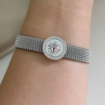 Pingente Prata Pulseira Sag Coração Cravejado