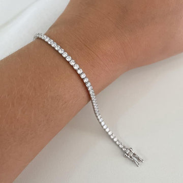 Pulseira Prata Riviera Cristal 2,5mm 4garras 17cm