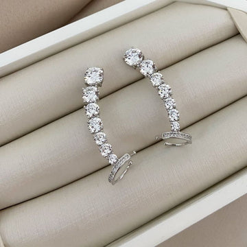 Brinco Prata Earcuff Pedras 6mm Cristais