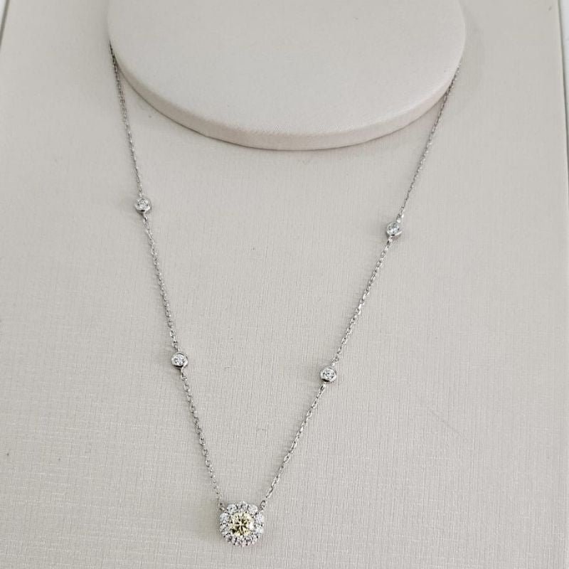 Gargantilha Prata Flor Amarela Cristal