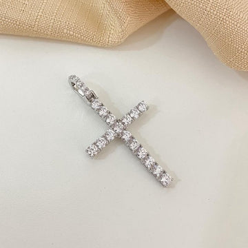 Pingente Prata Cruz em Pedras 3mm