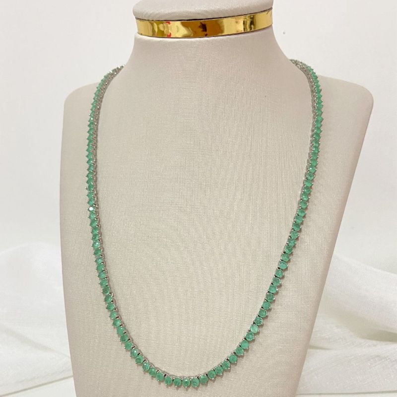 Gargantilha Prata Riviera Verde 3g 45cm 3mm