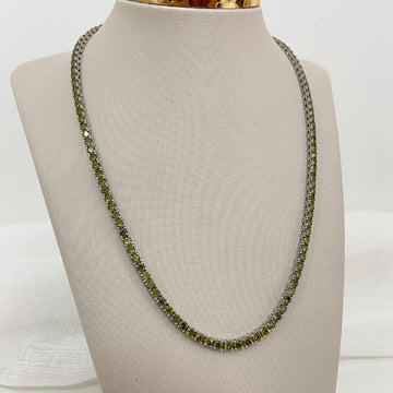 Gargantilha Prata Riviera Verde Lima 3mm 42cm