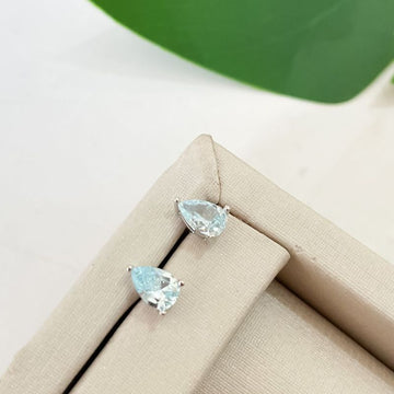 Brinco Prata Gota Azul Claro