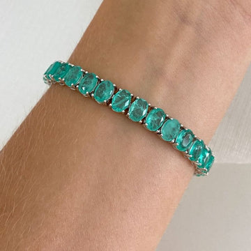 Pulseira Prata Riviera Verde Claro 5mm