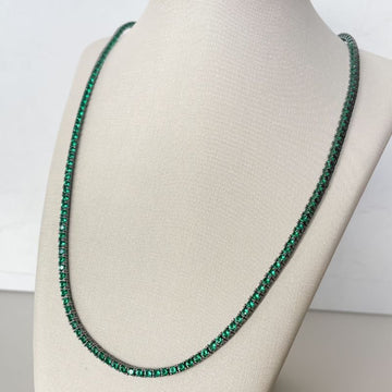 Gargantilha Prata Reviera Verde 60cm