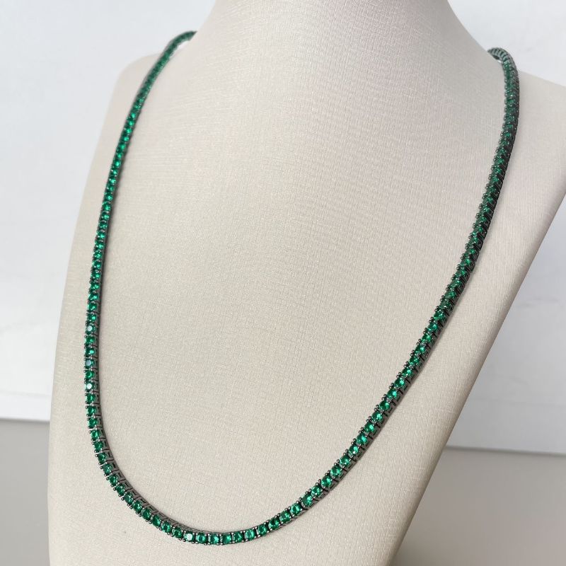 Gargantilha Prata Reviera Verde 60cm