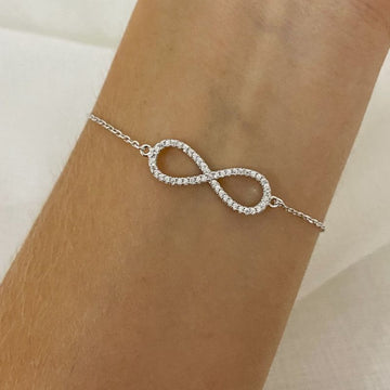 Pulseira Prata Infinito Cravejada
