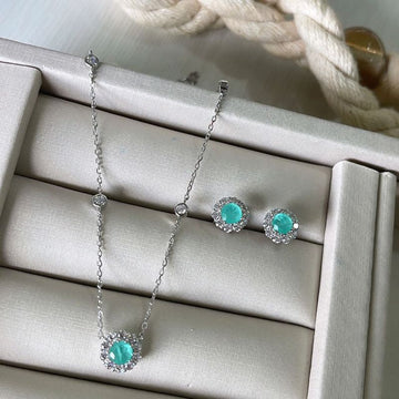 Conjunto Prata Pedra Cravejado