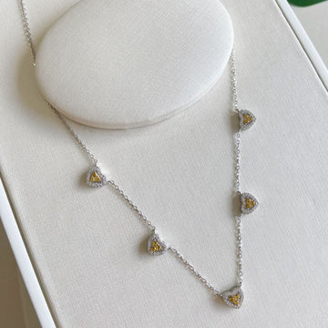 Gargantilha Prata Coração Cristal/Amarelo
