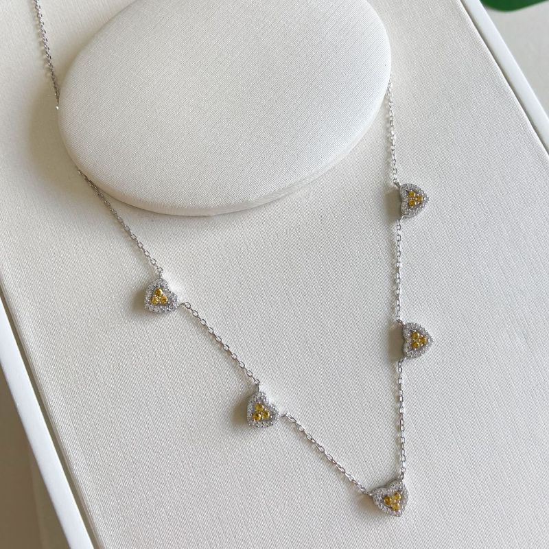 Gargantilha Prata Coração Cristal/Amarelo