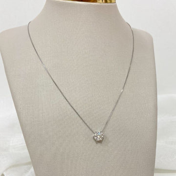 Gargantilha Prata P de Luz Cristal Moissanite 7mm