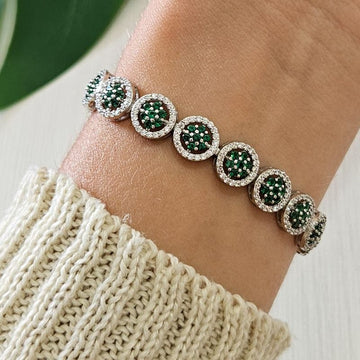Pulseira Prata Cravejada Verde