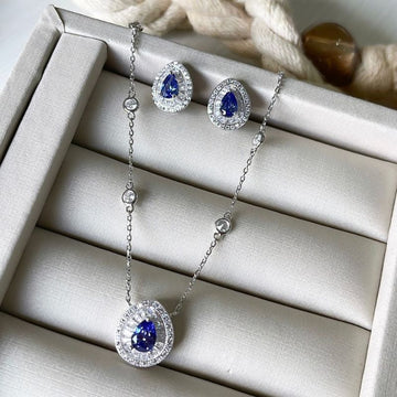 Conjunto Prata Pedra Roxa Cravejado