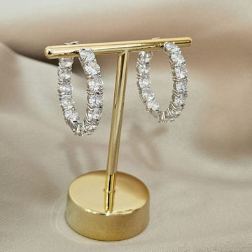 Argola Prata Pedras Cristal