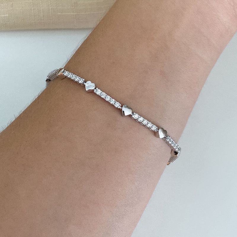 Pulseira Prata Riviera Coração Liso