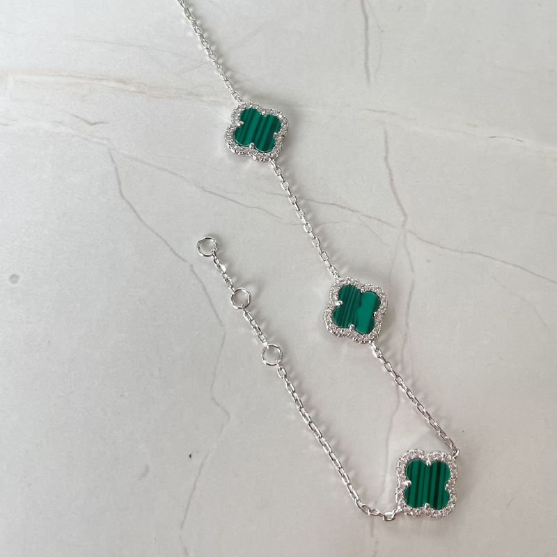Pulseira Prata Virginia Cravejada Verde