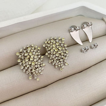 Brinco Prata Earcuff Amarelo 2mm