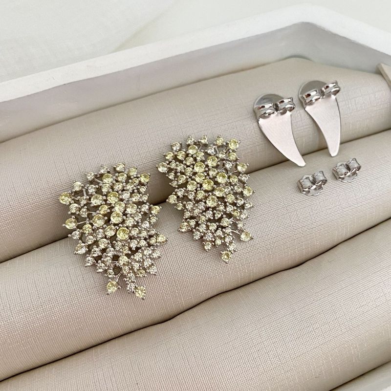 Brinco Prata Earcuff Amarelo 2mm