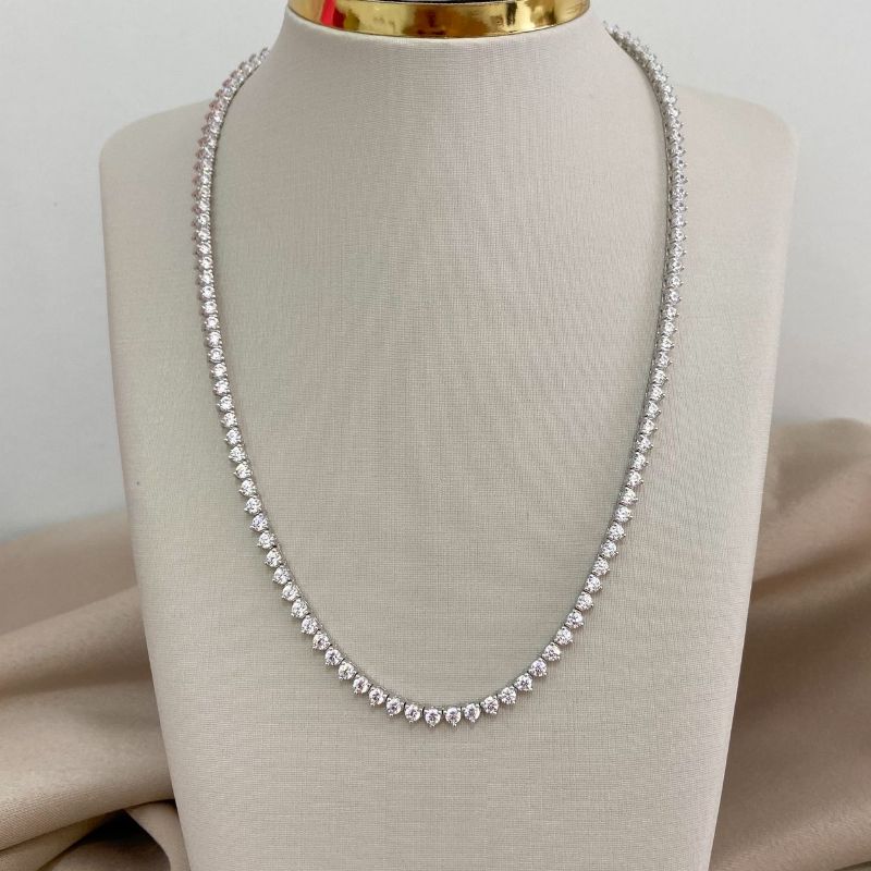 Gargantilha Prata Riviera Cristal 40cm