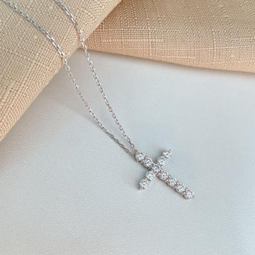 Gargantilha Prata Cruz 3.5mm 45cm Moissanite