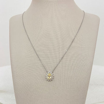 Gargantilha Prata Gota Amarela 1f 7mm 45cm Cravejada