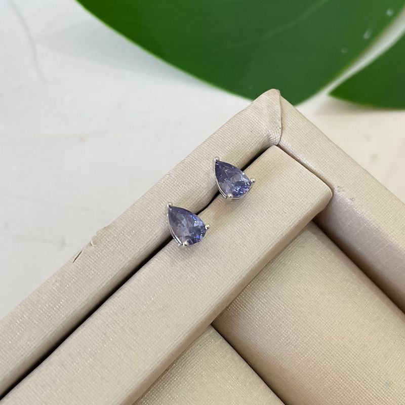 Brinco Prata Gota Roxa