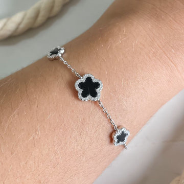 Pulseira Prata Virginia Cravejada Preta