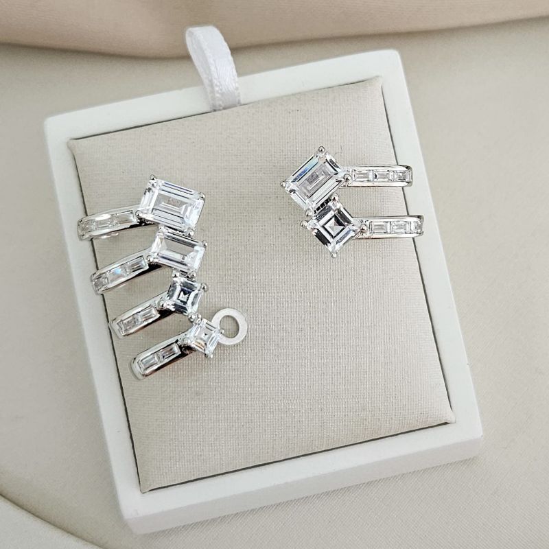 Brinco Prata Earcuff Pedras 5mm