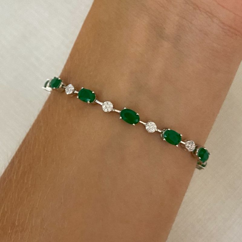 Pulseira Prata em Pedras 4.6mm 17cm