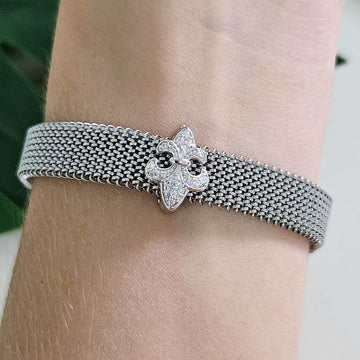 Pingente Prata Pulseira Flor de Lis