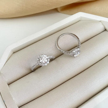 Anel Prata Pedra Cristal Cravejada 7mm Moissanite