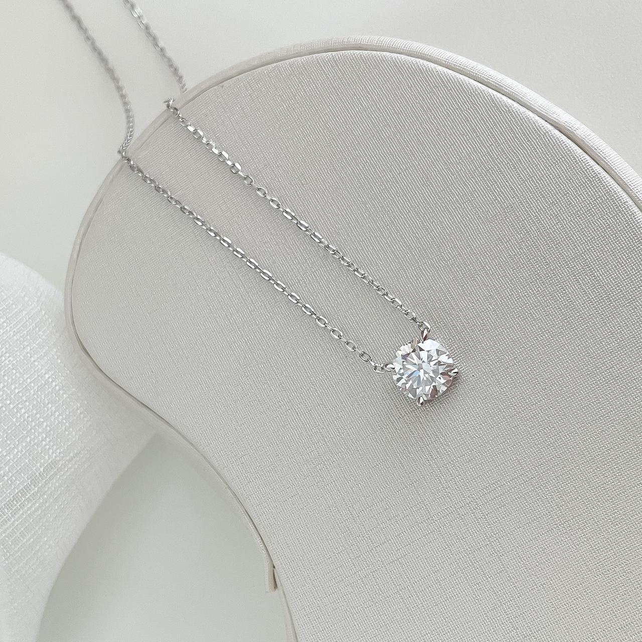 Gargantilha Prata Ponto Luz Cristal 8mm Moissanite