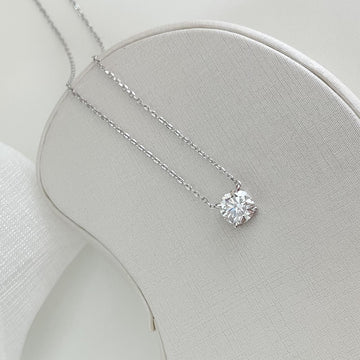 Gargantilha Prata Ponto Luz Cristal 8mm Moissanite