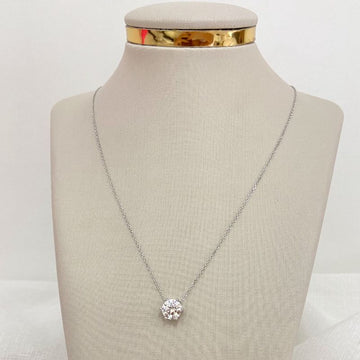 Gargantilha Prata Ponto de Luz Cristal Moissanite
