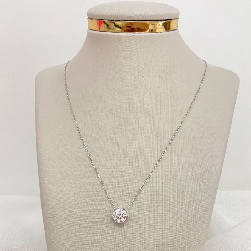Gargantilha Prata Ponto de Luz Cristal Moissanite