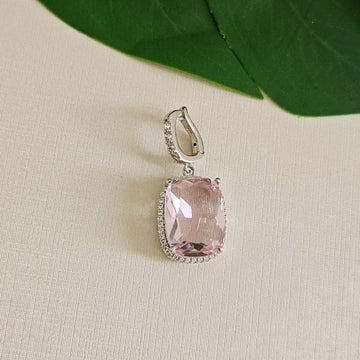Pingente Prata Pedra Rosa