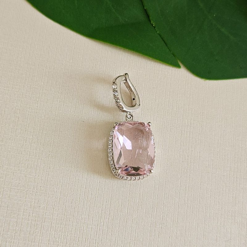 Pingente Prata Pedra Rosa