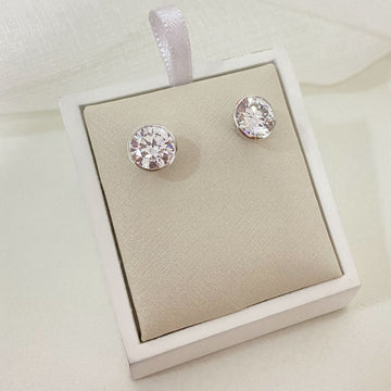 Brinco Prata Pedra Cristal 8mm
