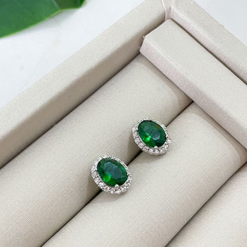 Brinco Prata Pedra Verde