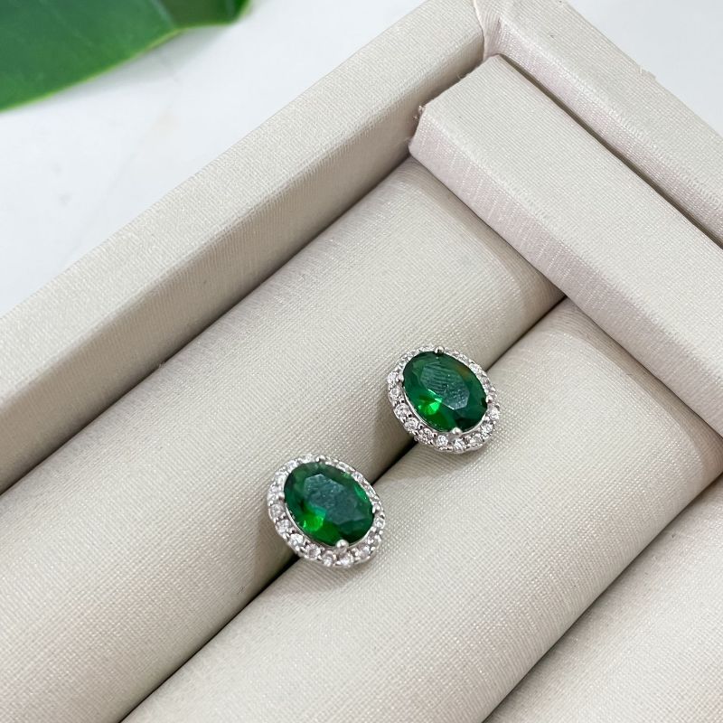 Brinco Prata Pedra Verde