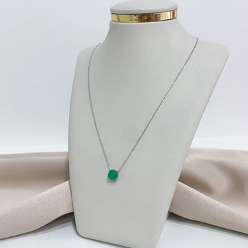 Gargantilha Prata Ponto Luz Verde Lima 40cm 8mm