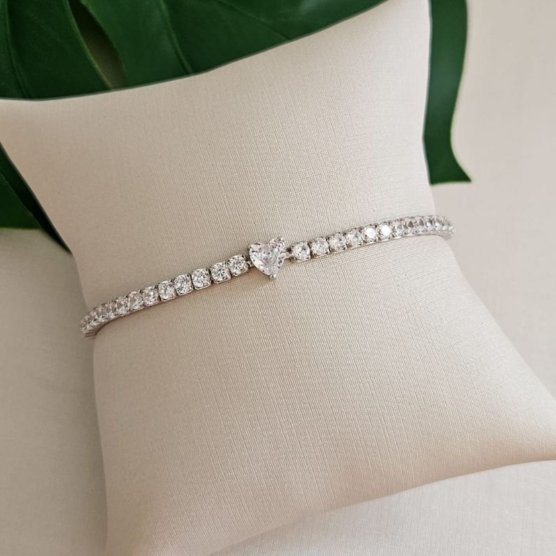 Pulseira Prata Riviera Coração