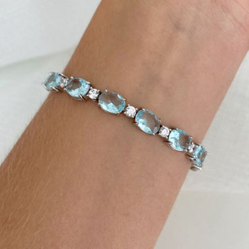 Pulseira Prata em Pedras 17cm 6mm