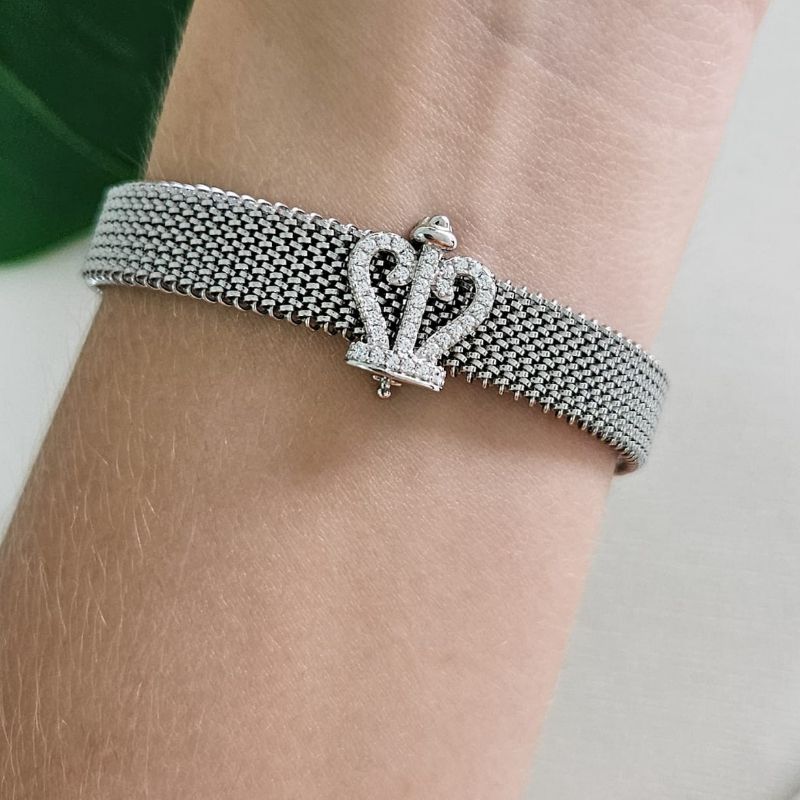 Pingente Prata Pulseira Coroa