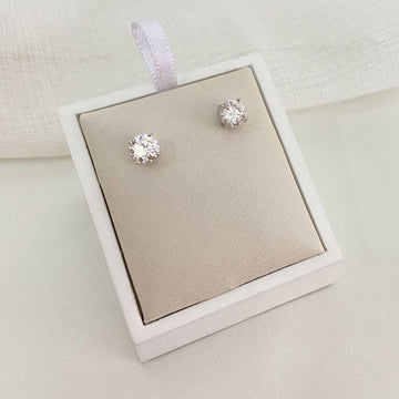 Brinco Prata P. de Luz Cristal Moissanite 6mm
