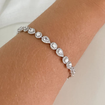 Pulseira Prata Gota Pedras Cravejado