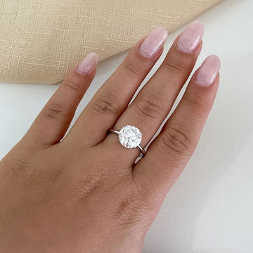 Anel Prata Solitário G Moissanite 10mm