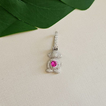 Pingente Prata Urso Cach Rosa